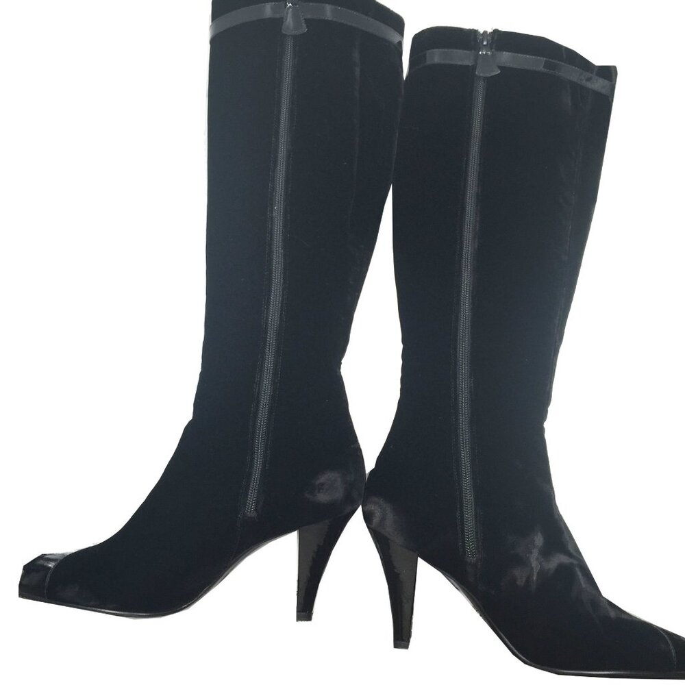 Chanel Brand New Black Velvet Boots - Picture 3 of 5